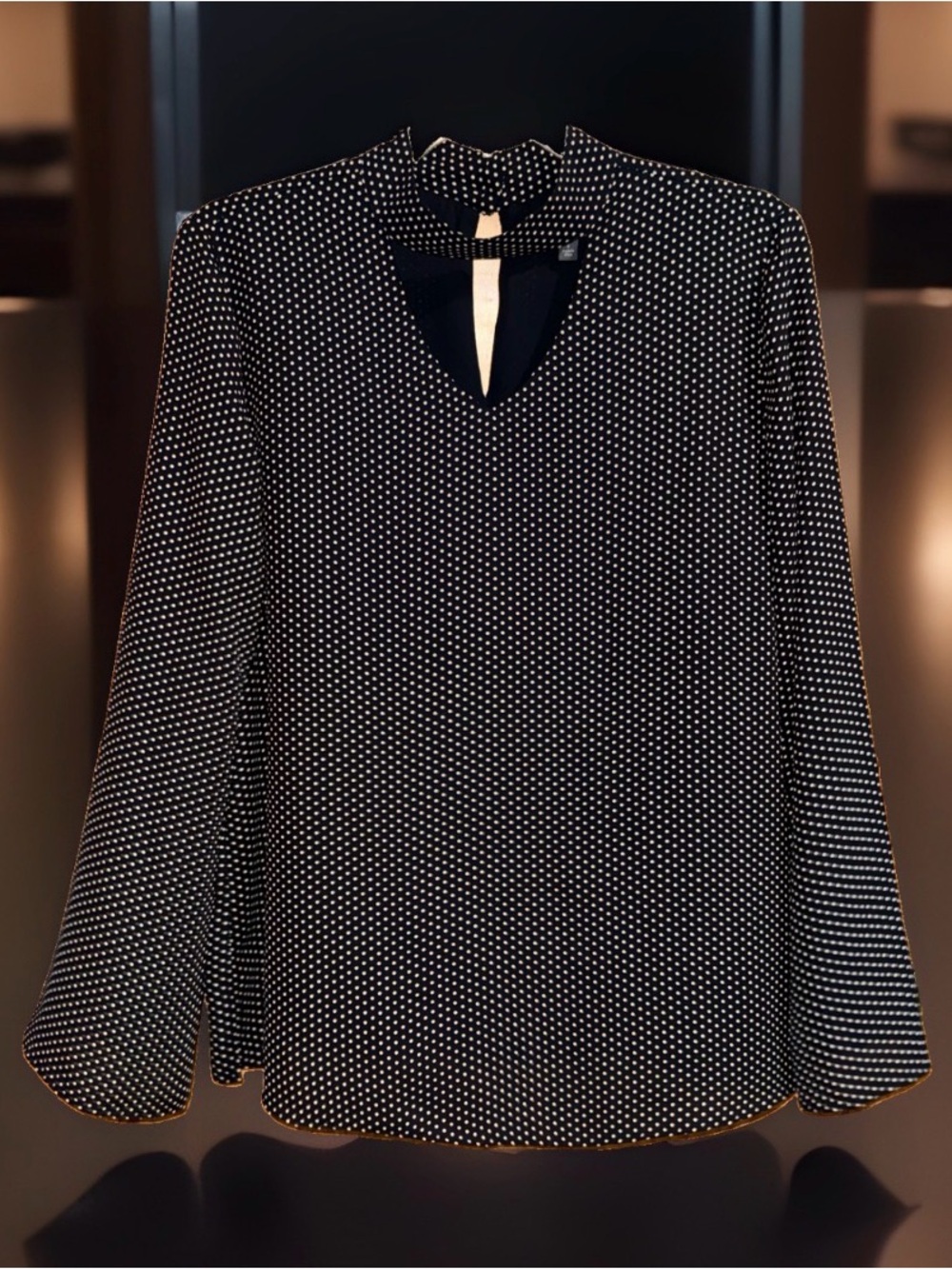 The Limited Collection Black & White Polka Dot Keyhole Blouse-S-EC